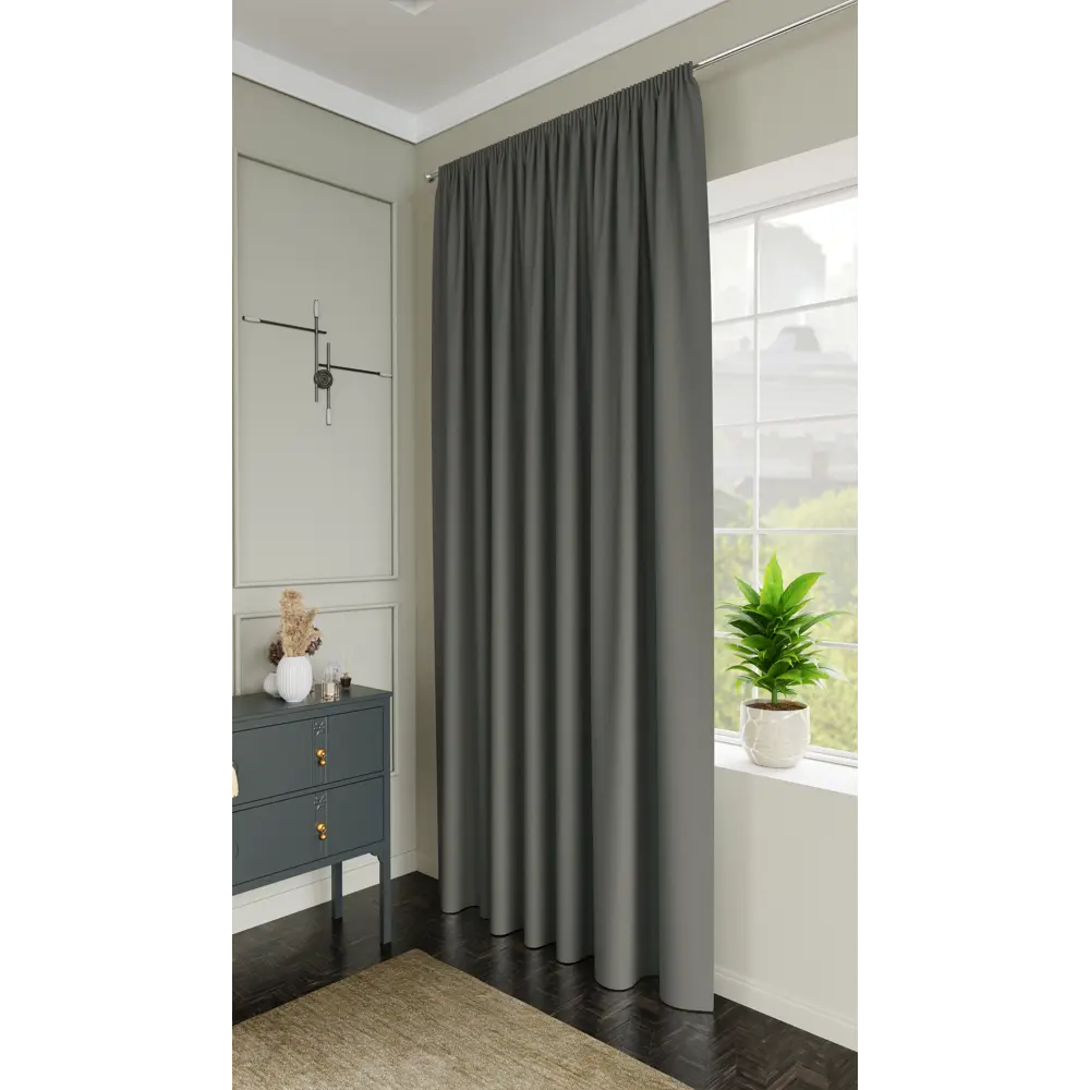Штора Kreaforta Pharu с лентой и скрытыми петлями, серо-коричневая 140x280 см 89417947 STLM-1563626