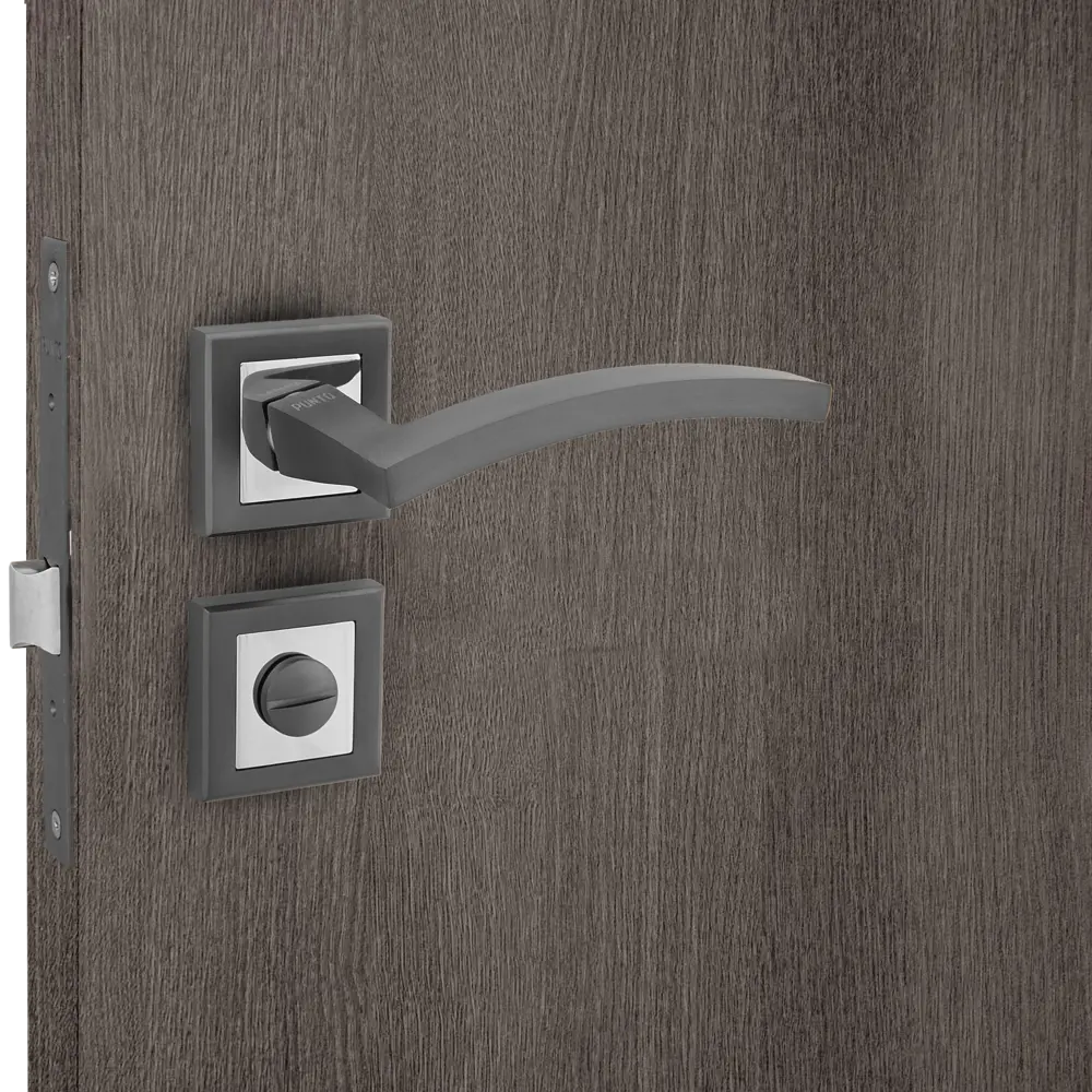 Дверные ручки Punto Navy с запиранием комплект цвет графит/хром STLM-2158447 - Вид №6