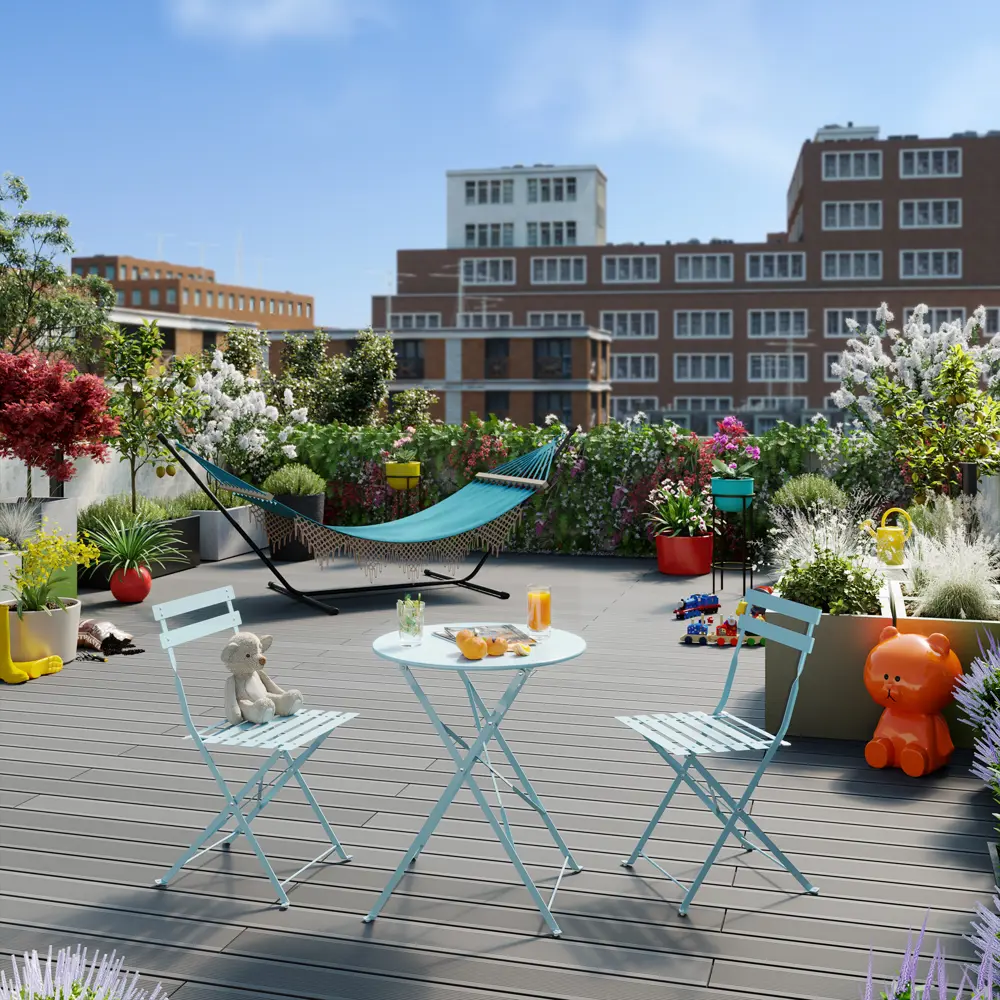 Стул Naterial Flora Origami складной 47х41х80 см сталь синий STLM-2202651 - Вид №8