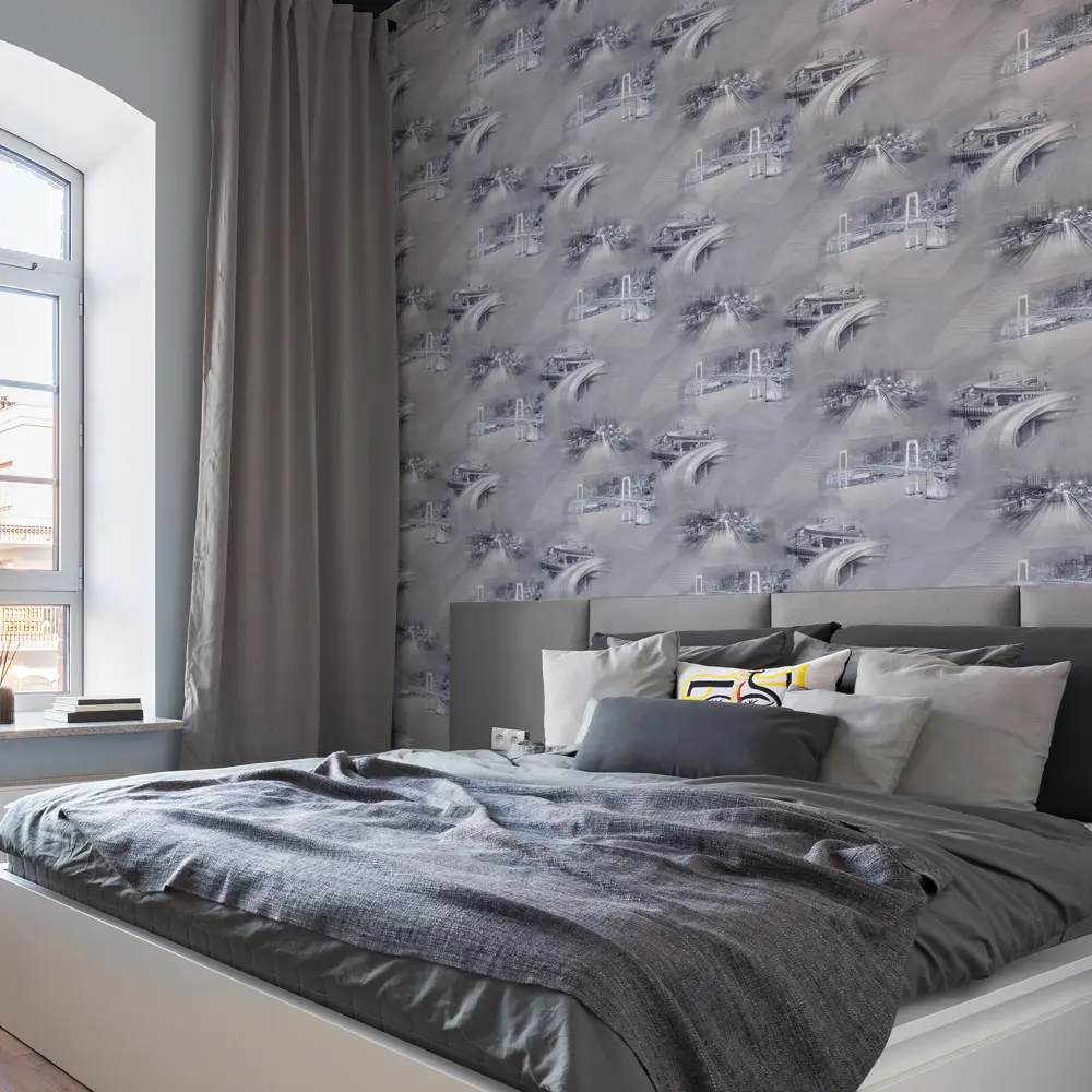 Обои флизелиновые Аспект Сити серые 1.06 м 70234-14 светящиеся в темноте АСПЕКТ РУ STLM-2046527 - Вид №3