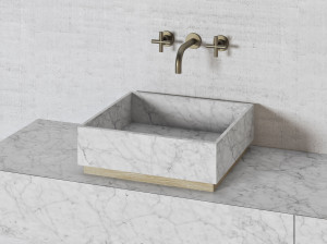 Квадратный умывальник из натурального камня