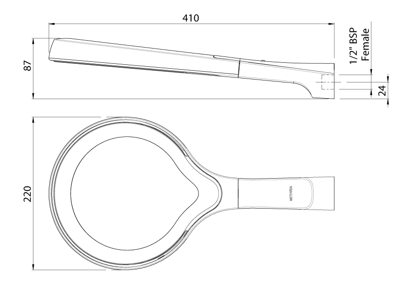 AOOSBK Верхний дренчер Aurajet Aio Methven Черный  - Вид №1