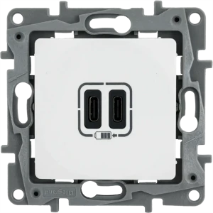 Зарядное устройство USB тип С / тип С - Legrand Etika - 3000мА 15Вт - белый 82496522 STLM-2085491