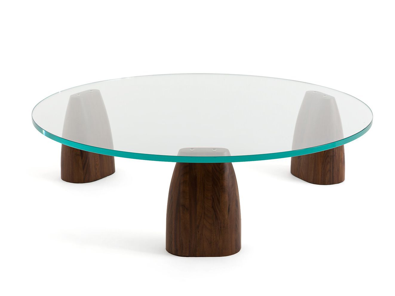 Круглый деревянный и стеклянный журнальный столик AMPM CLAY ARCH-00060294
