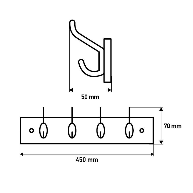Вешалка для пальто и шапки , 450x70x50 мм, желтый LJPS0018 Public Steel Россия  - Вид №3