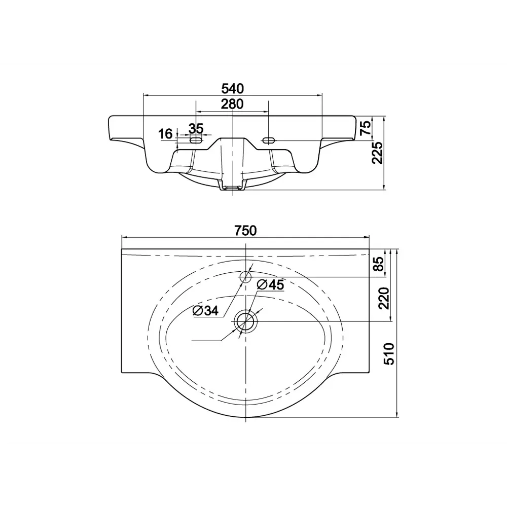 Раковина Керамин Норд 75 овал, керамика STLM-2064912 - Вид №2