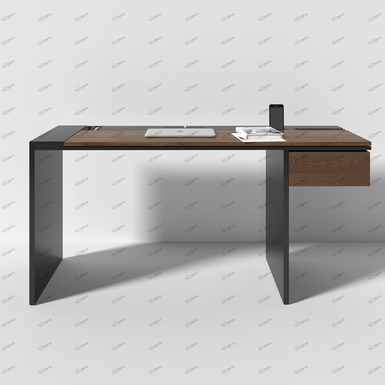 Письменный деревянный стол черный 140 см Mak BRAGIN DESIGN  00-3879380 Коричневый;черный 