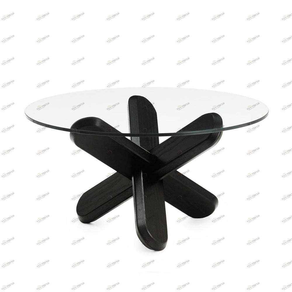 Стол Ding 40 x D75 см, прозрачное стекло-черный Normann Copenhagen 602242