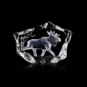 33747 Скульптура из прозрачного хрусталя "Лось", 140/100 мм. Maleras