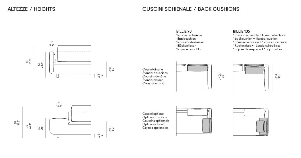 2-местный съемный диван из ткани или кожи Casamania & Horm Billie ARCH-00064860 - Вид №5
