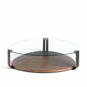 Журнальный столик деревянный со стеклянной столешницей и нижней полкой темно-коричневый от Angel Cer ANGEL CERDA MH1904A 00-3865552 Коричневый;черный