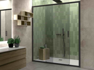 Алюминиевая и стеклянная нишевая душевая кабина с раздвижной дверью