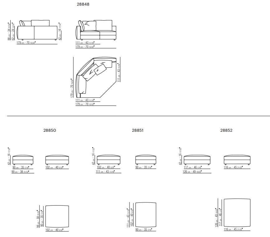 Тканевый диван с полуостровом Flexform Harper ARCH-00004789 - Вид №1