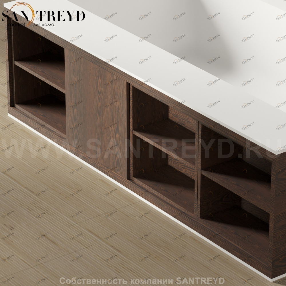 Ящик с полкой для ванны CARTESIO W коричневый дуб Agape AVAS1001RU