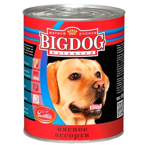ПР0036393 Корм для собак Big Dog Мясное ассорти конс. ЗООГУРМАН 