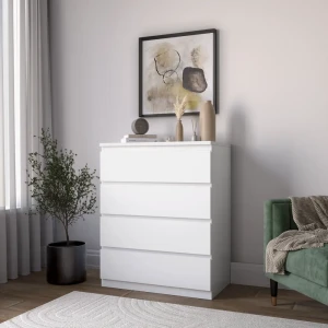 Комод Альма 4 ящика 79.6x99.2x48.2 см ЛДСП цвет белый 89367613 STLM-2113676
