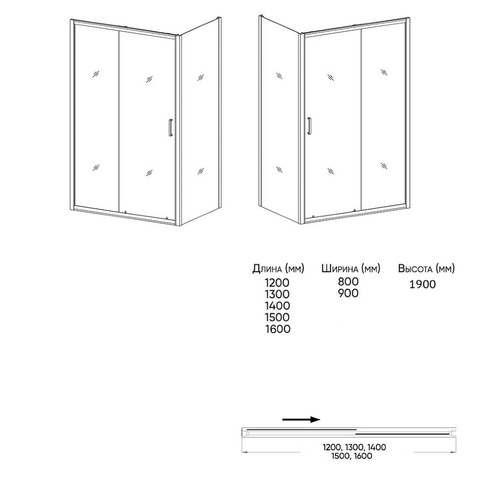 Orange E23-14080TCR Душевой уголок без поддона с раздвижной дверкой. Цвет хром Графит sun-id-1517266 - Вид №2