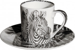 10640815 Taitu Чашка для эспрессо с блюдцем Taitu "Дикий нрав. Зебра" 100мл Фарфор костяной