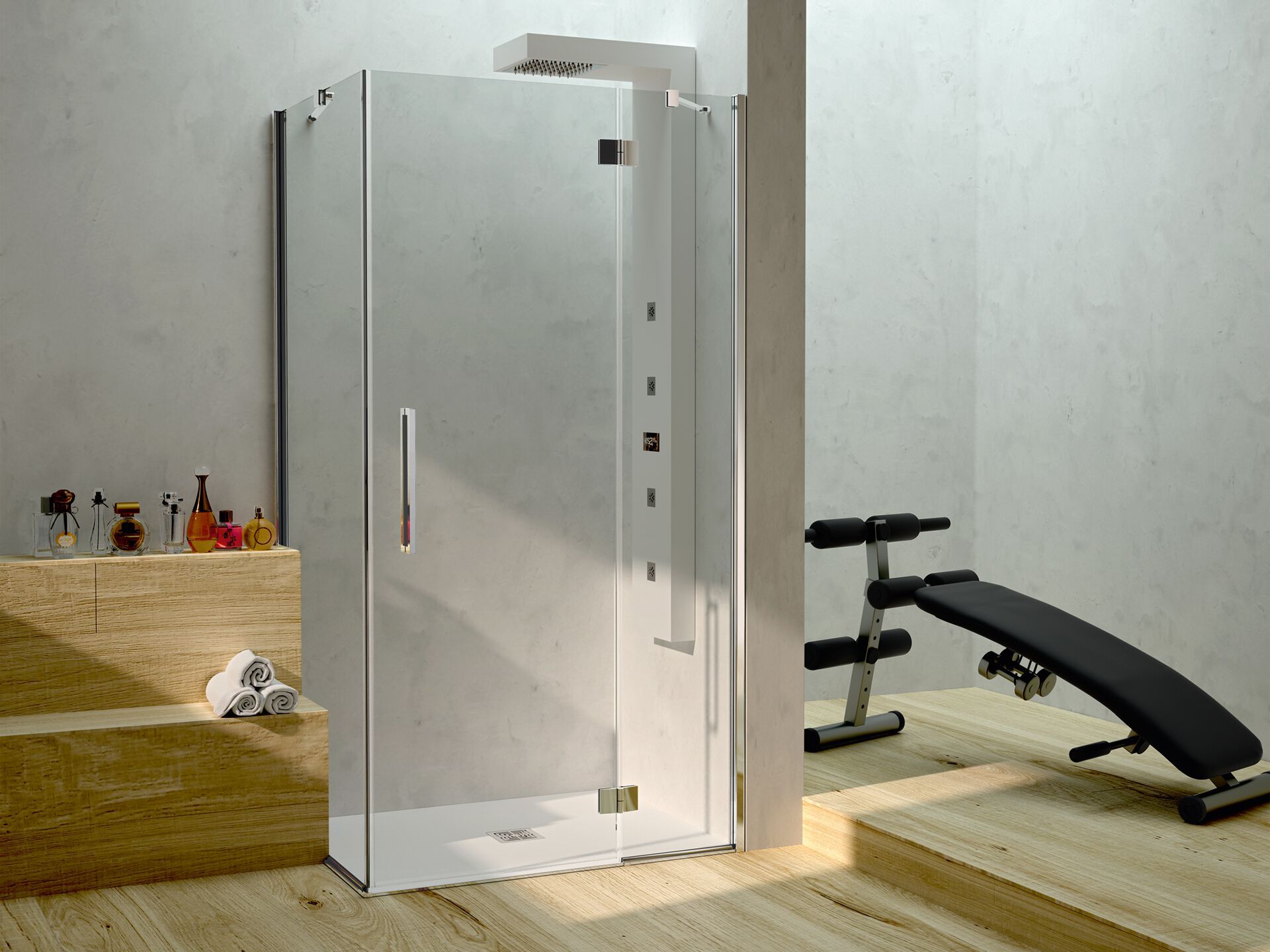 Алюминиевая и стеклянная угловая душевая кабина с распашной дверью CSA Box Doccia Алиса ARCH-00022313