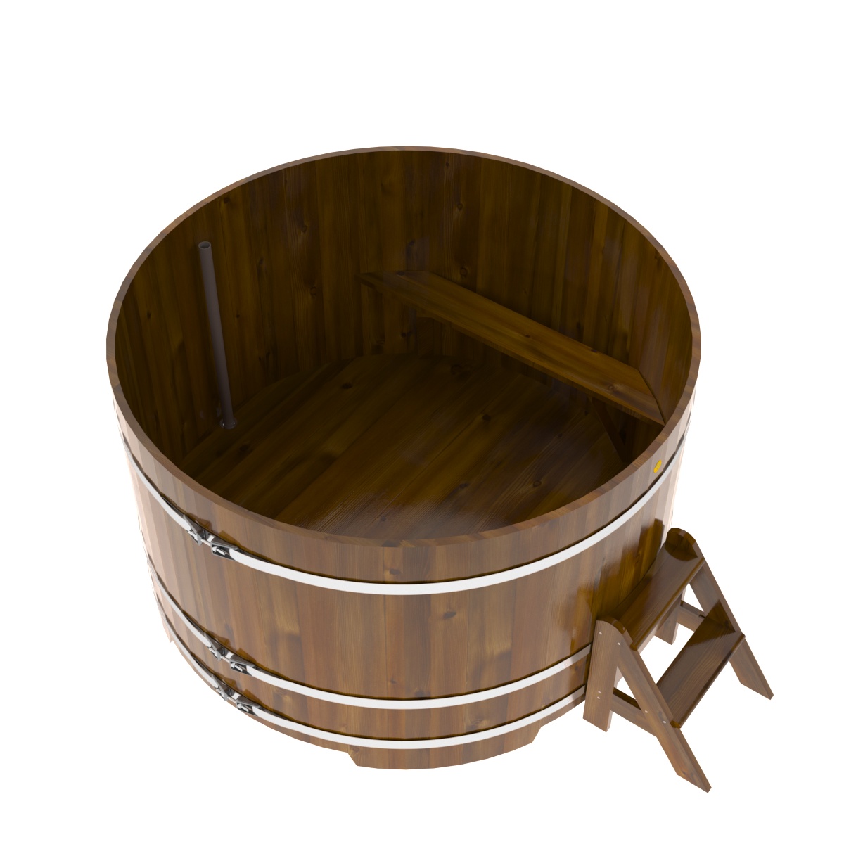 2240 Купель круглая из лиственницы Рустик d=1,80х1,1 морёная Alyarus  - Вид №2