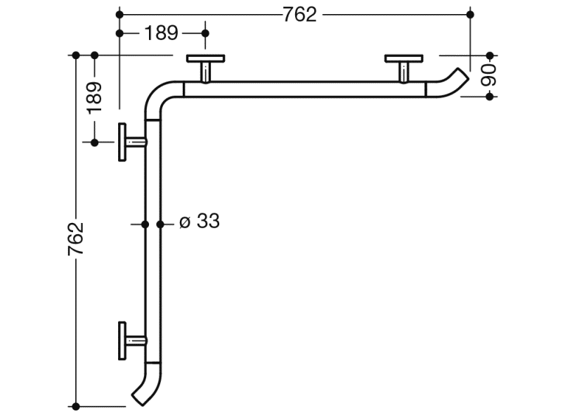 950.35.11050 Поручень для душа и ванны теплое прикосновение HEWI Greifen  - Вид №1