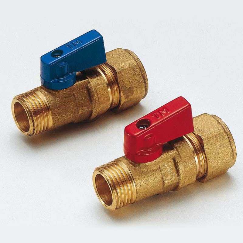 Кран мини обжим-Н флажок синий TIEMME 16x1/2" 2940001