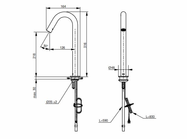 Высокий электронный смеситель для раковины TOTO TLE26008E ARCH-00037193 - Вид №2