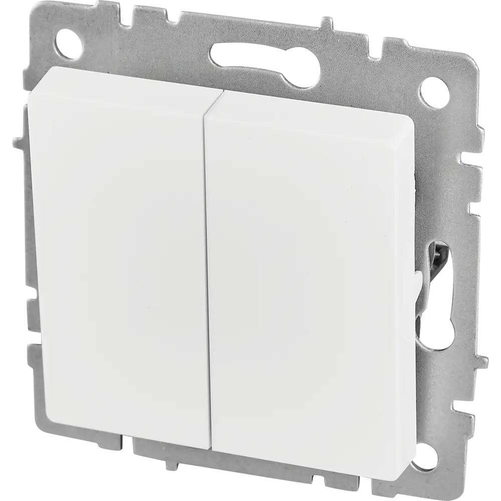 IEK Brite - проходной выключатель на 2 клавиши, матовый белый 87761699 STLM-1101509