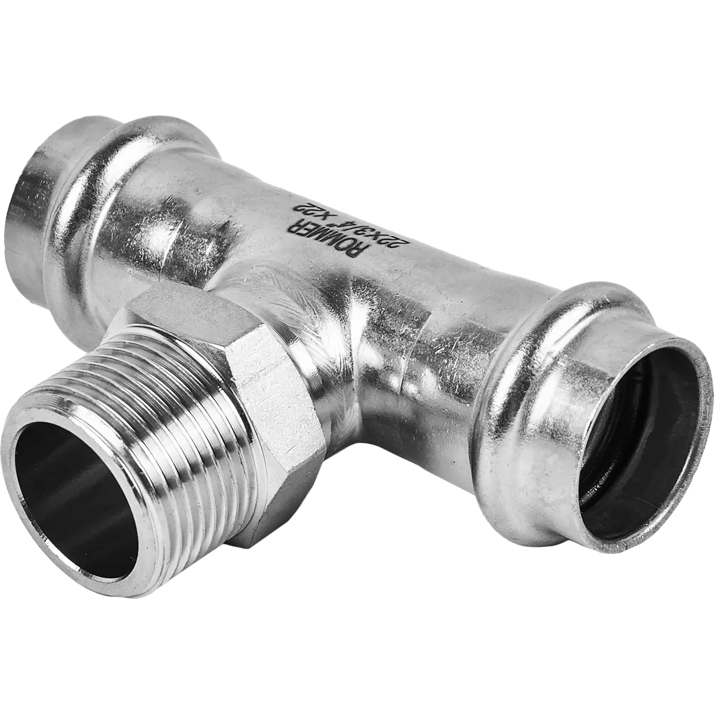 Тройник переходной Rommer 3/4"x22 мм ВПр-НР нержавеющая сталь STLM-2026318