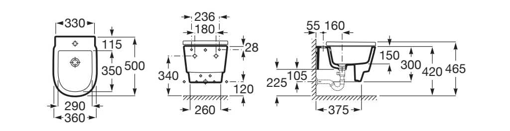 Фарфоровое подвесное биде с переливом Roca тур ARCH-00147057 - Вид №14