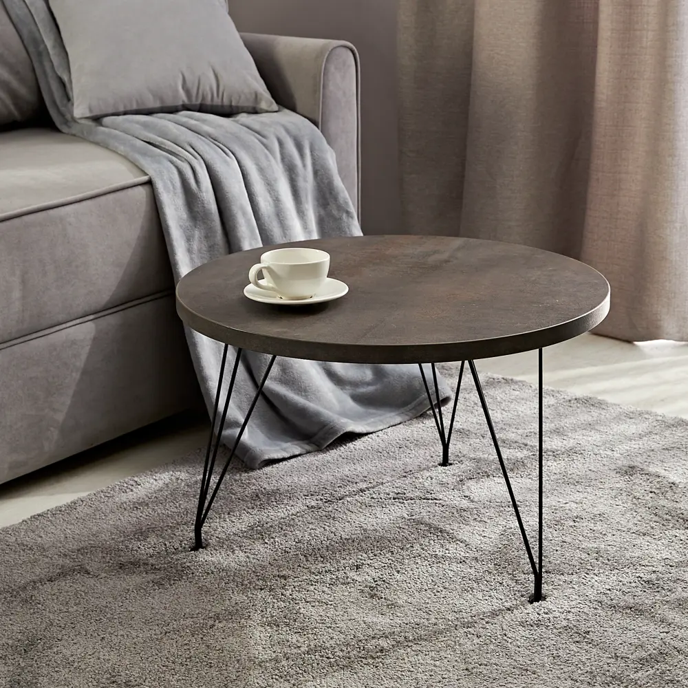 Журнальный столик Lap круглый 60x60x38 см черный Sheffilton STLM-2056436