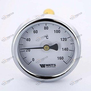 Термометр биметаллический F+R801 63 мм 160° WATTS с погружной гильзой 50 мм 10005806