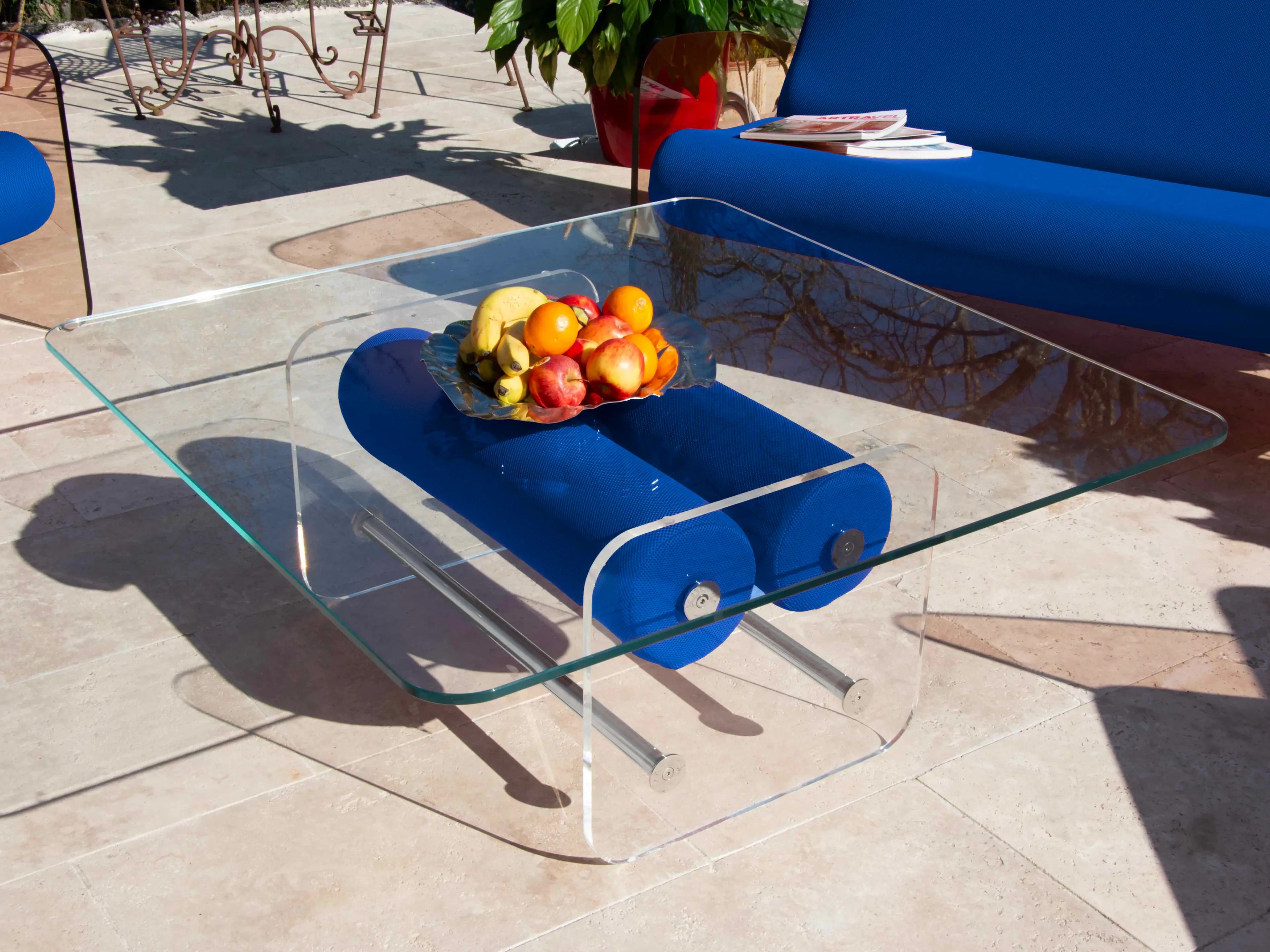 Квадратный стол из ПММА и стекла KUUMO COFFEE TABLE XL MW BLUE ARCH-00034385