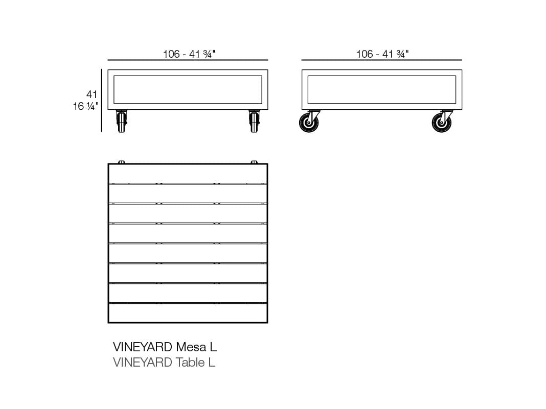 Прямоугольный садовый столик из алюминия и ТИКа с колесами Vondom Vineyard ARCH-00073963 - Вид №5