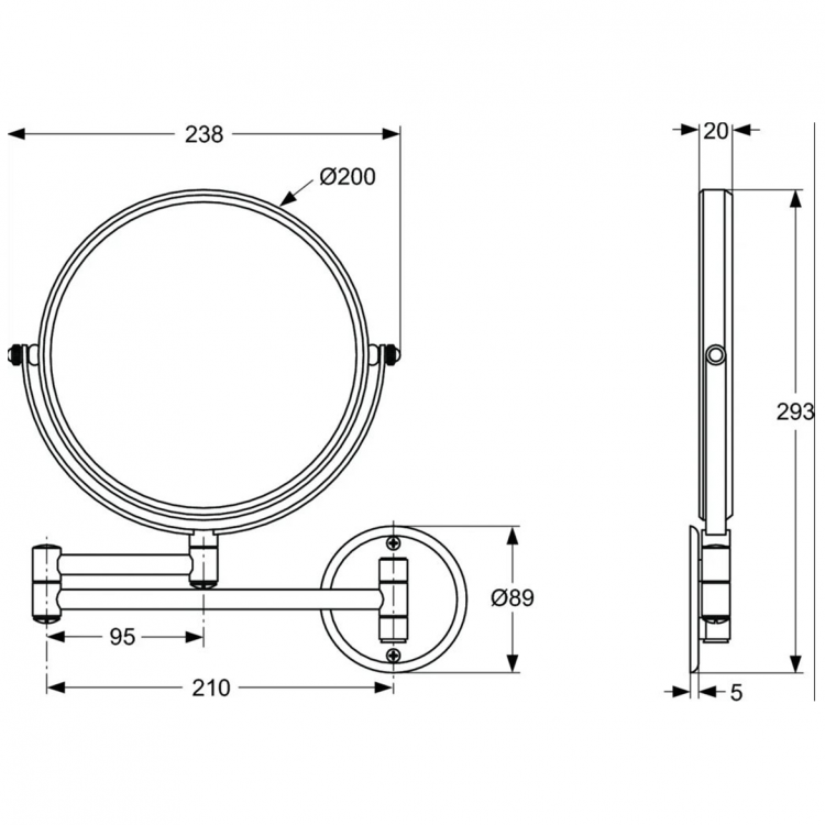 A9111AA Зеркало для бритья, поворотное на 180° Ideal Standard IOM - Вид №4