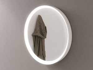 Круглое зеркало с рамкой и встроенным освещением