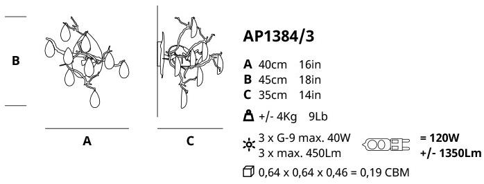 Serip Галогенный настенный светильник Fascinium Ap1384/3 - Вид №1