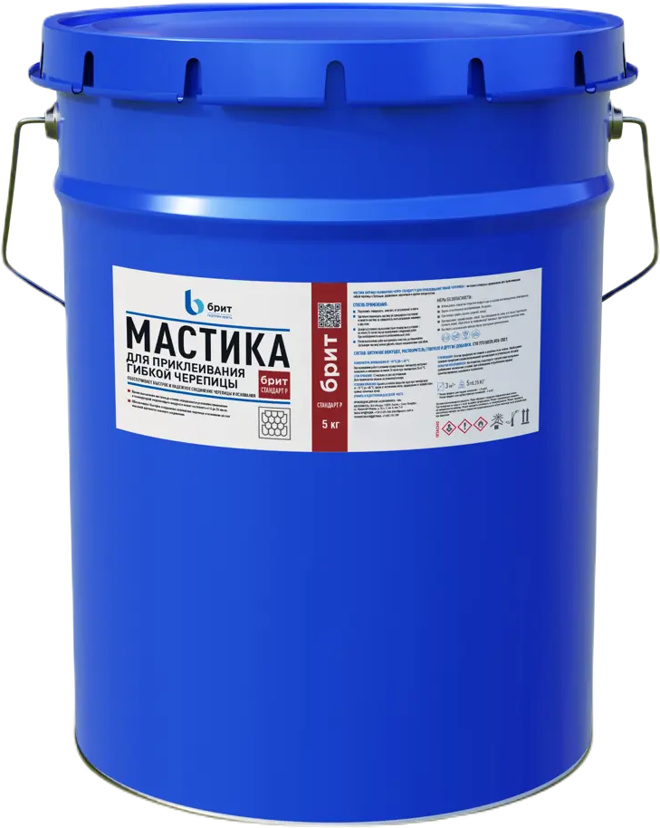 Битумно-полимерная мастика БРИТ Стандарт-Р для кровельных работ 5 кг 84300200