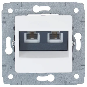 Телефонная розетка двойная встраиваемая Legrand Cariva RJ11, цвет белый 11648494 STLM-2088991