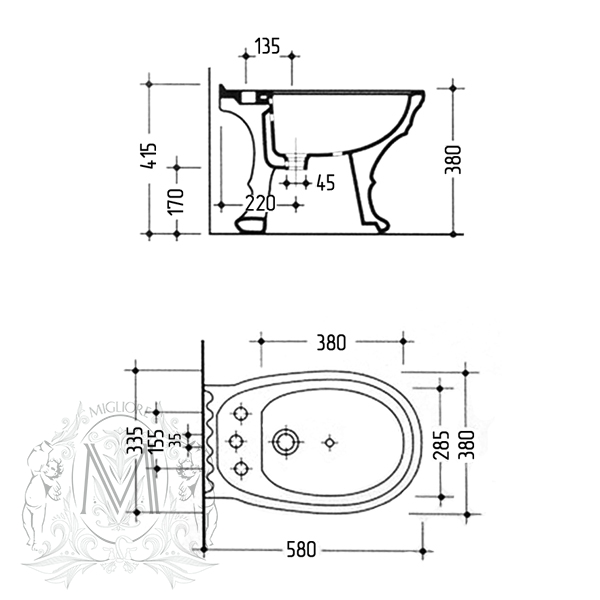 ML.GNT-25.832.BI Биде напольное  Migliore  - Вид №1