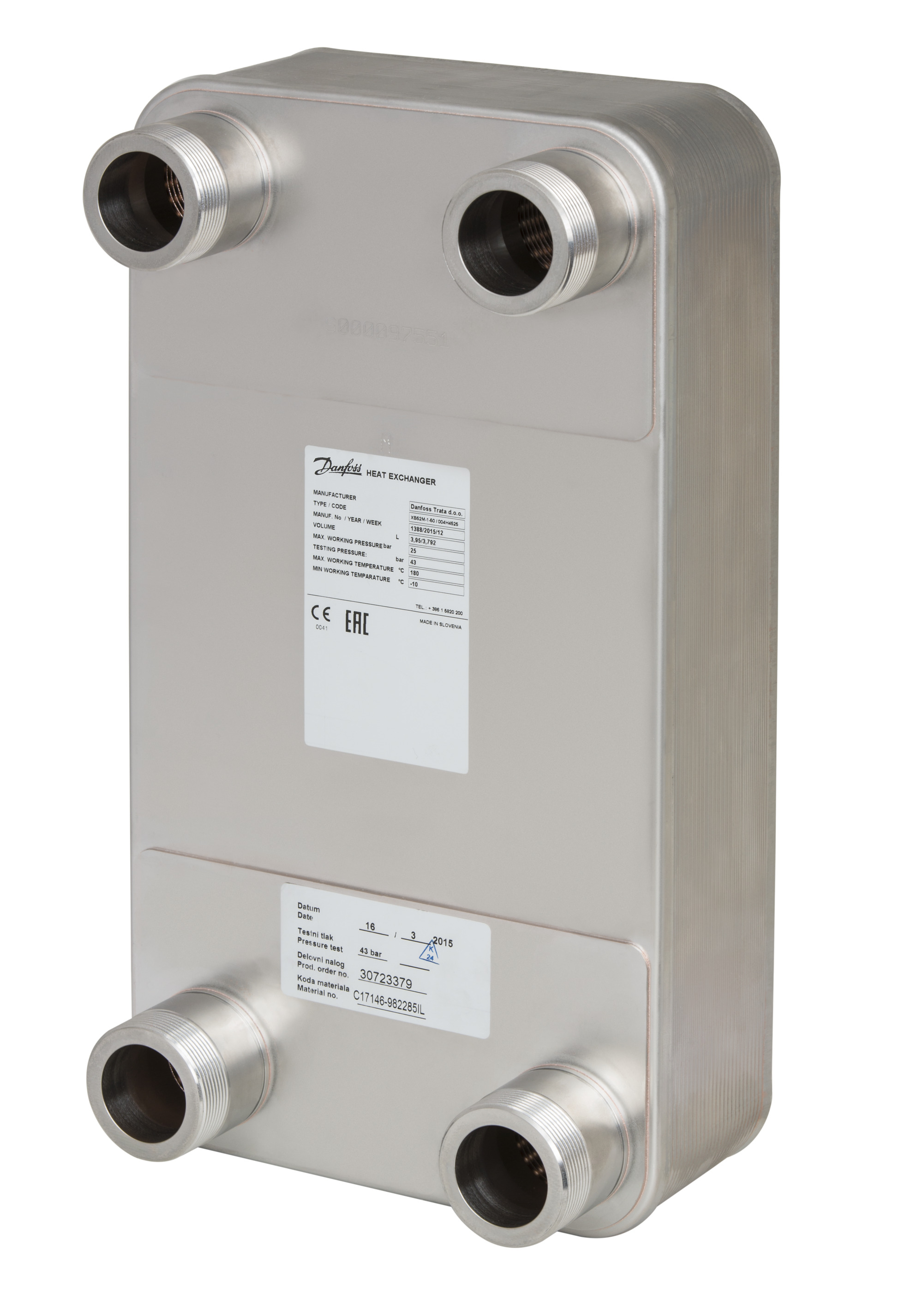 Danfoss Паяный пластинчатый теплообменник серии XB52M-2 XB52M-2-40/40PN25 Паяный ТО G2 004H4544  - Вид №1