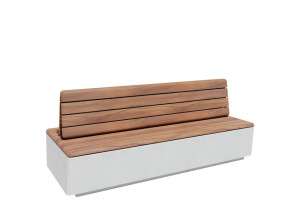 Бетонная скамейка с деревянной спинкой