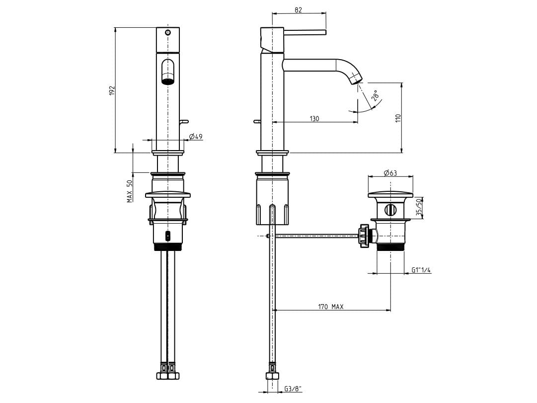 Однорычажный смеситель для раковины с раковиной Rubinetterie Frattini Pepe XL ARCH-00057231 - Вид №13