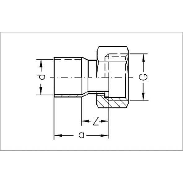 15359221 SANHA 5359G переход ВП-ВР, с накид- ной гайкой, медь 22x1 мм  - Вид №1