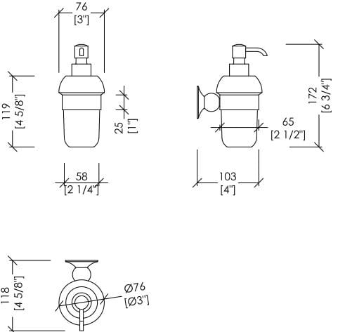 Керамический и латунный настенный дозатор мыла Devon&Devon Нью-Йорк ARCH-00122436 - Вид №2