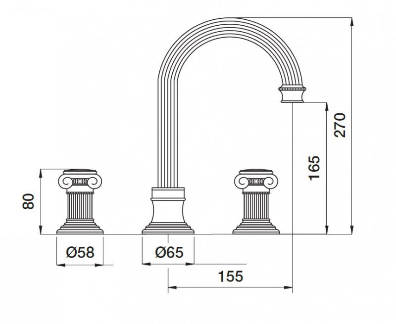 Смеситель на раковину Cezares OLIMP-BLS2-A-03/24-O - Вид №1