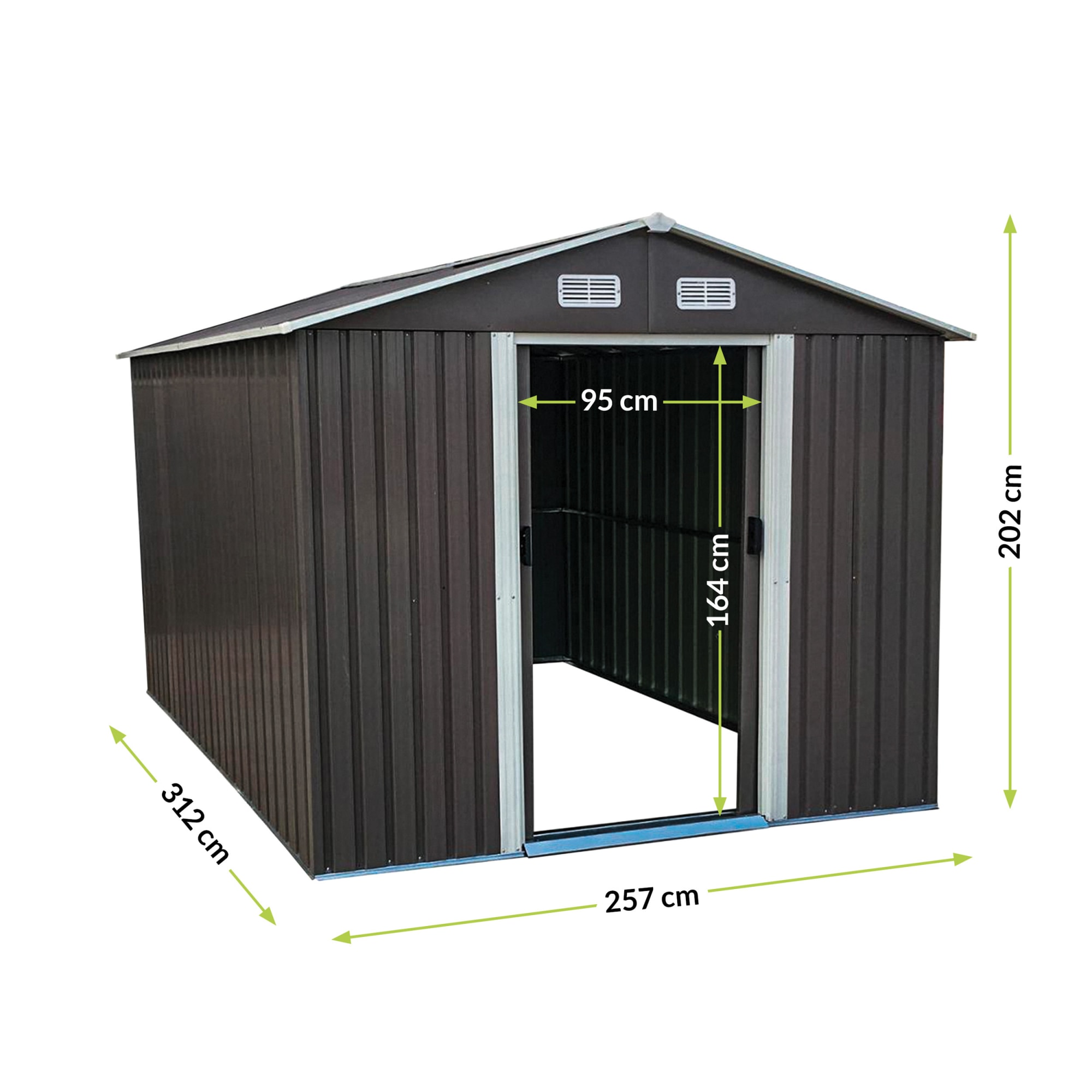 85671558 Садовый сарай для инструментов 257x202x312 см оцинкованная сталь темно-серый Santreyd  - Вид №1