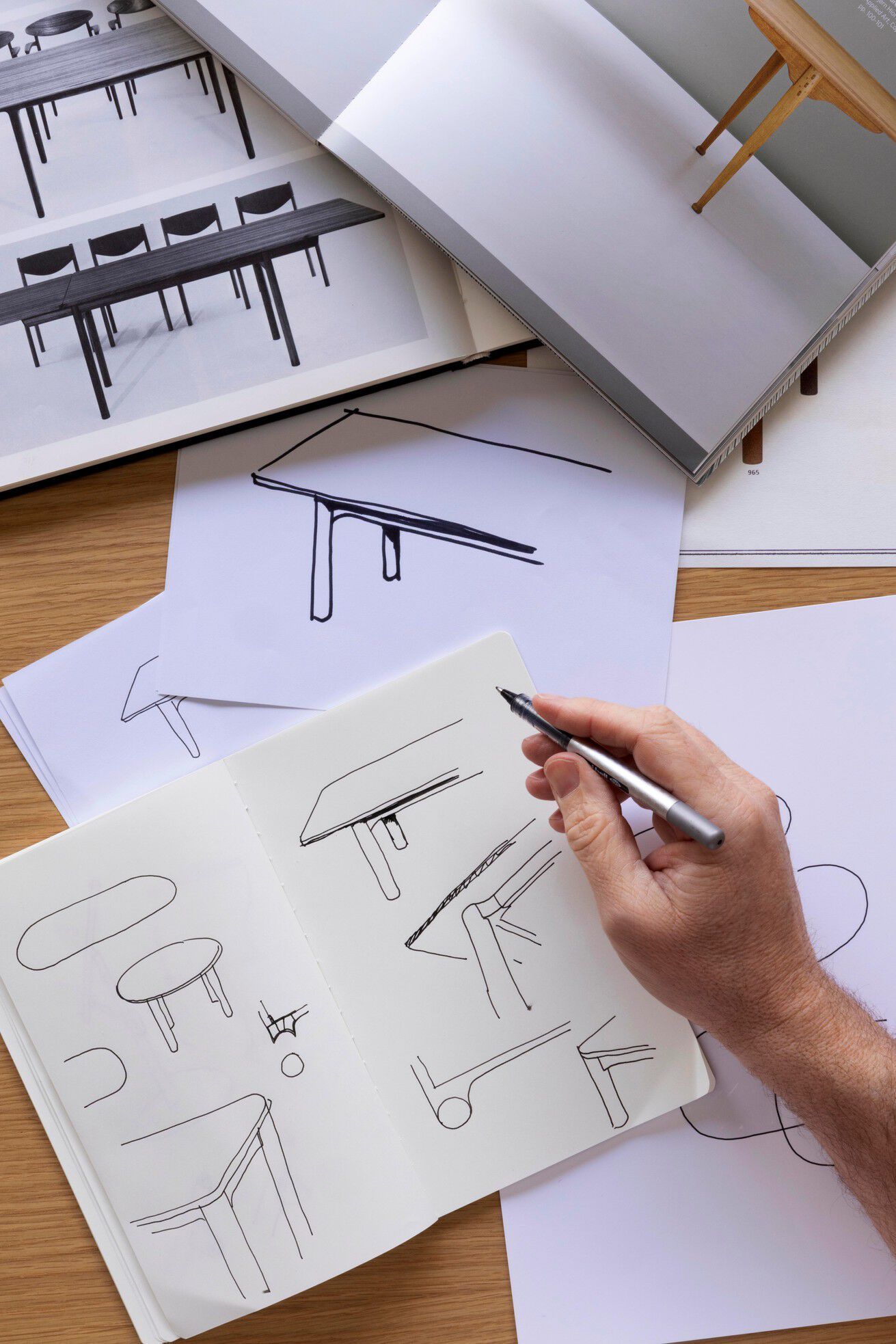 Прямоугольный стол с алюминиевыми или твердыми дубовыми ножками Hay пристройка ARCH-00111000 - Вид №15