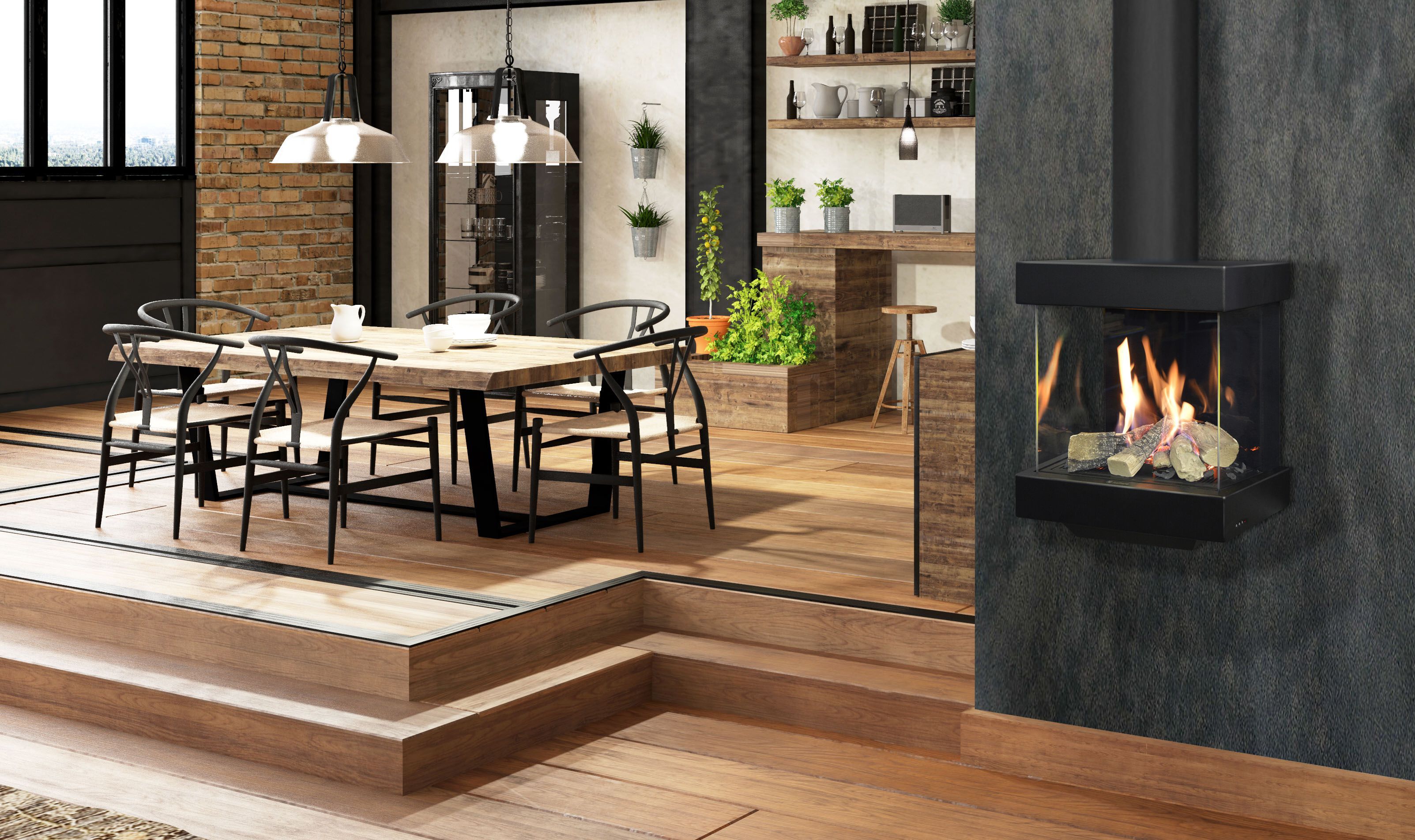 Настенный газовый камин с тройным фасадом ITALKERO SORRENTO ARCH-00141284 - Вид №7