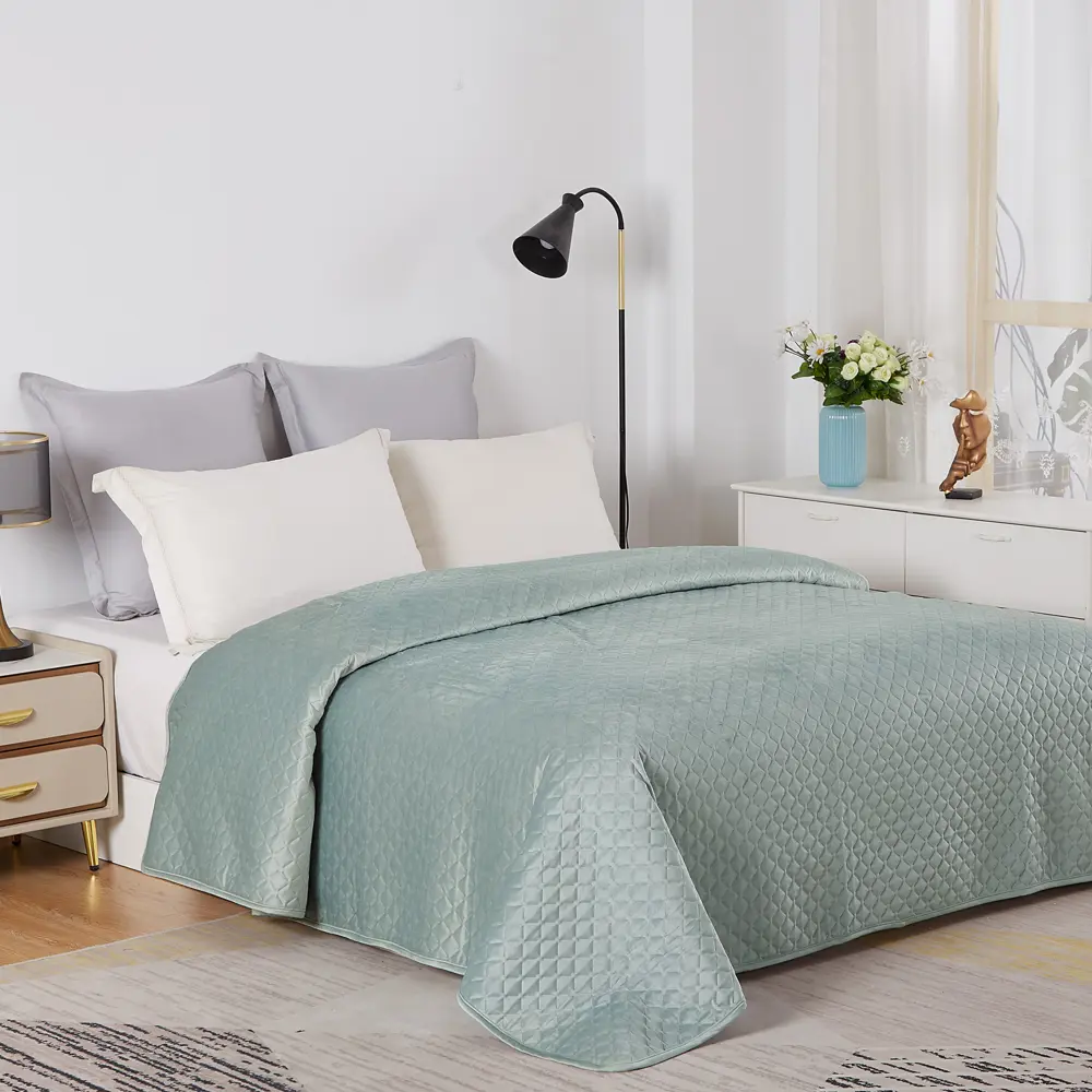 Покрывало Velvet 200x220 см полиэстер цвет серо-зеленый Santreyd STLM-2029968 - Вид №3